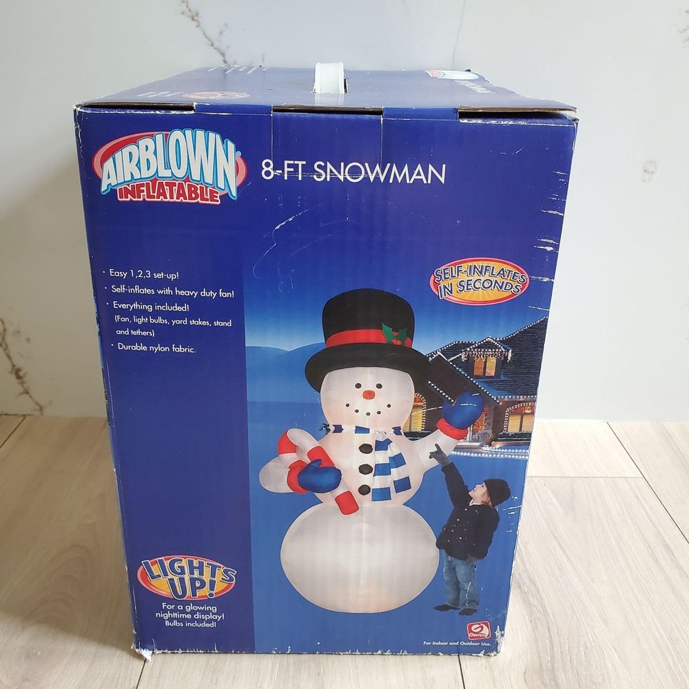 Gemmy Airblown Inflatable 8FT White Snowman Christmas Yard Decor Lights Up 12943